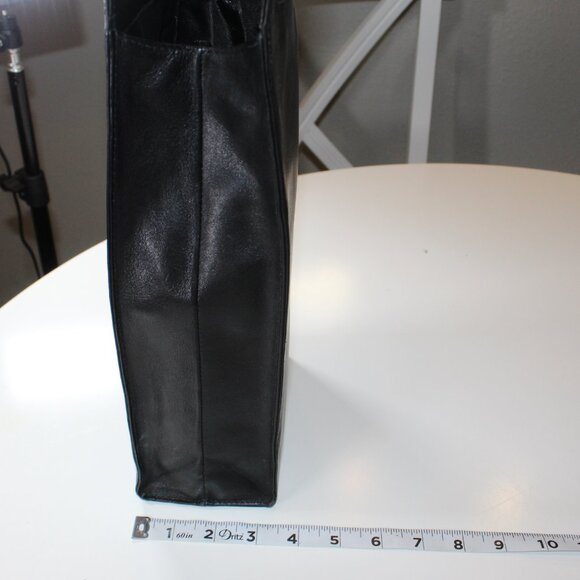 Wine Tote COLE HAAN Fine Black Leather 2X bottles magnetic close double handles - Picture 5 of 12